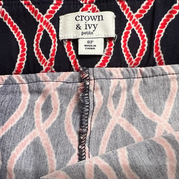 Crown & Ivy Nautical Rope Print Red And Navy Blue Skort. - Picture 10 of 11